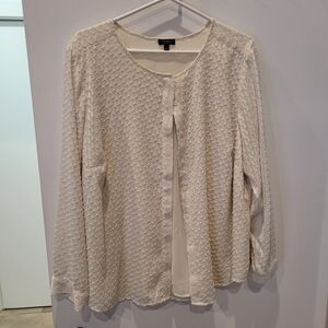 Talbots Size 20WP Textured Cream Long Sleeve Blouse